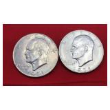 2 1971 Eisenhower Dollars