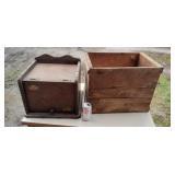 Wood crate and wooden bread box