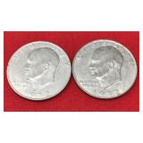 2 1972 Eisenhower Dollars