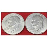 2 1972 Eisenhower Dollars
