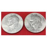 2 1974 Eisenhower Dollars