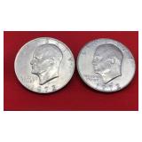 2-1972 D Eisenhower Dollars
