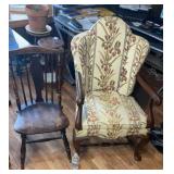 Wing Back Upholstered Chair, wooded chair  loose