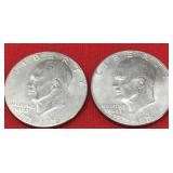 2 Bicentennial Eisenhower Dollars
