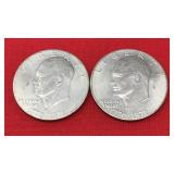 2 Bicentennial Eisenhower Dollars