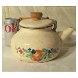 Vintage Enamel covered Corning tea kettle