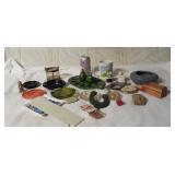Knick knacks including some from Japan, salt and