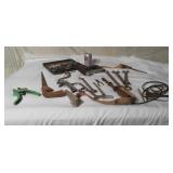 Tools including sockets, saw, electric staple gun