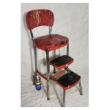 Red 1950s kitchen stool.