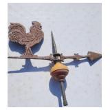 Old cast aluminum  & brass rooster  weather vane.