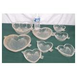 7 PC safe bake heart shaped glass baking dishes