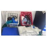 Fabric /fleece , 2 plastic crates