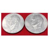 2 1974D Eisenhower Dollars