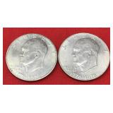 2 1776-1976 Bicentennial Eisenhower Dollars