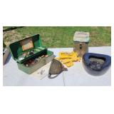 Old copper funnel  cox air plane parts  granit