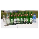 7 empty 7up bottles , RC glass bottle, Choc-cola