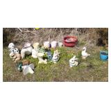 Concrete yard ornaments and planters