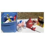 Tote full of hardware supplies, lid not included