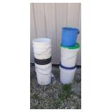 Buckets and buckets made into tomato cages