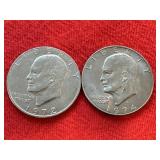 1972,1974-D Ike Dollar Coins