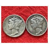 1935 & 1941 Mercury Silver Dimes
