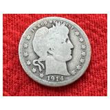 1914 Barber Silver Quarter