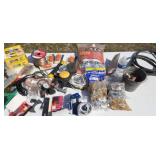 Tote full of hardware supplies