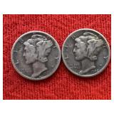 1936 & 1942 Mercury Silver Dimes