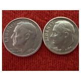 1960-D Mercury Silver Dime &1964 Error Mercury