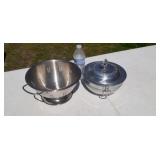 Metal serving bowl and colander