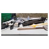 Bifold tote full of household items including Old