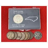 8 Wheat Pennies, 1 1943 Steel War Time Wheat