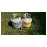 To new style propane bottles 1 full  1 empty.