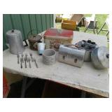 VTG. GLASS BABY BOTTLES:LUNCH PAIL:BREAD BOX