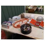 OLD BUTTONS:HARD HATS:EXTENSION CORD