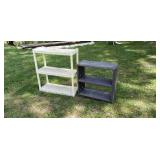 2 plastic shelving units