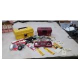 Two tool boxes work electrical supplies drill