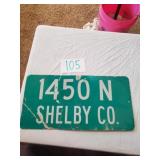 SHELBY CO 1450 N ROAD METAL SIGN