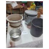 HANGING FLOWER POT, AND BUCKETS