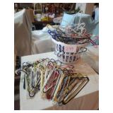 LOTS OF HANGERS, LAUNDRY BASKET