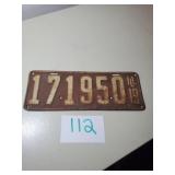 1919 LICENSE PLATE
