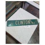 CLINTON 30 X 6 DBL SIDED METAL SIGN