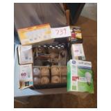 MILK CRATE FULL OF LIGHT BULBS