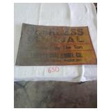 PEERLESS COAL 22 3/4 X 14 3/4 METAL SIGN