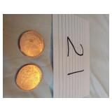 2) WALKING LIBERTY .999 FINE 1/4 OZ COPPER