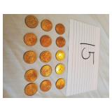 15) 1/4 CENT TAX TOKENS, EFFINGHAM, IL