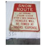 18 X 24 SNOW ROUTE METAL SIGN