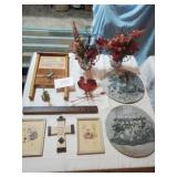 TABLE FULL OF DECORATIONS