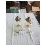 OIL LAMPS, ONE HAS GLOBE