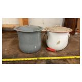 Speckled Gray Granite Ware, and Enamel Ware pots